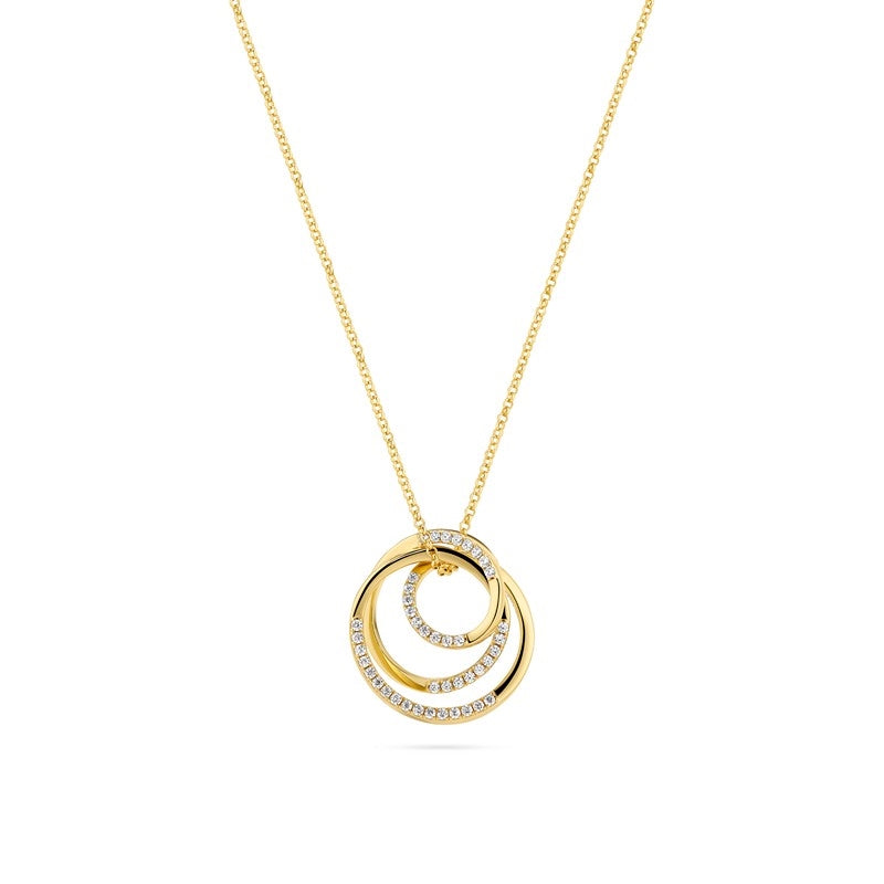Spirale halskæde fra Sif Jakobs i 18 karat forgyldt sterlingsølv med hvide zirkonia, justérbar 50 cm.